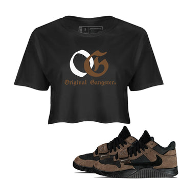 Jordan Jumpman Jack TR Travis Scott Dark Mocha shirts to match jordans OG Original Gangster sneaker match tees Jordan Jumpman Jack Travis Scott Dark Mocha match shoes to clothes SNRT Sneaker Tees unisex cotton Black 1 crop tee