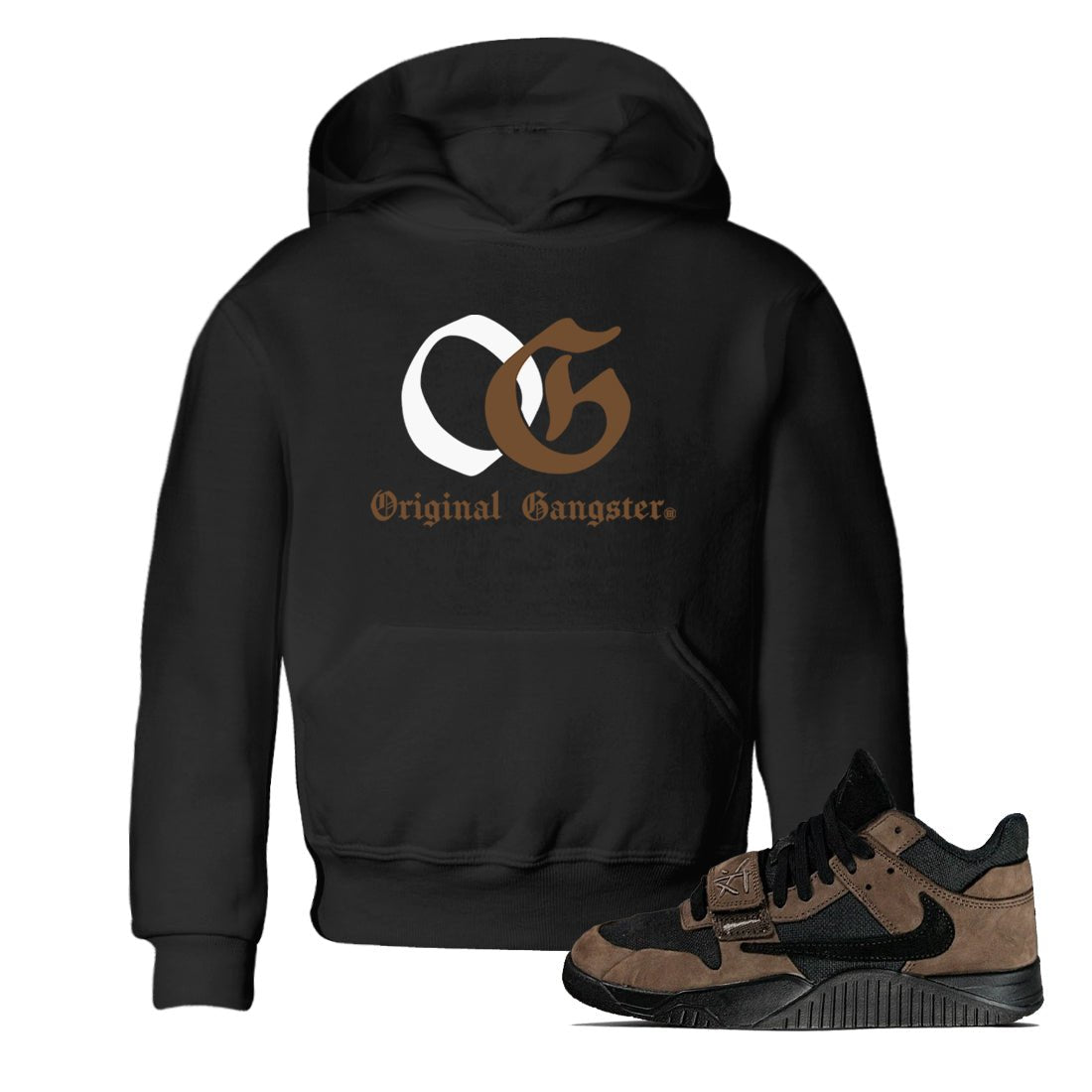 Jordan Jumpman Jack TR Travis Scott Dark Mocha shirts to match jordans OG Original Gangster sneaker match tees Jordan Jumpman Jack Travis Scott Dark Mocha match shoes to clothes SNRT Sneaker Tees Youth Baby Black 1 tee
