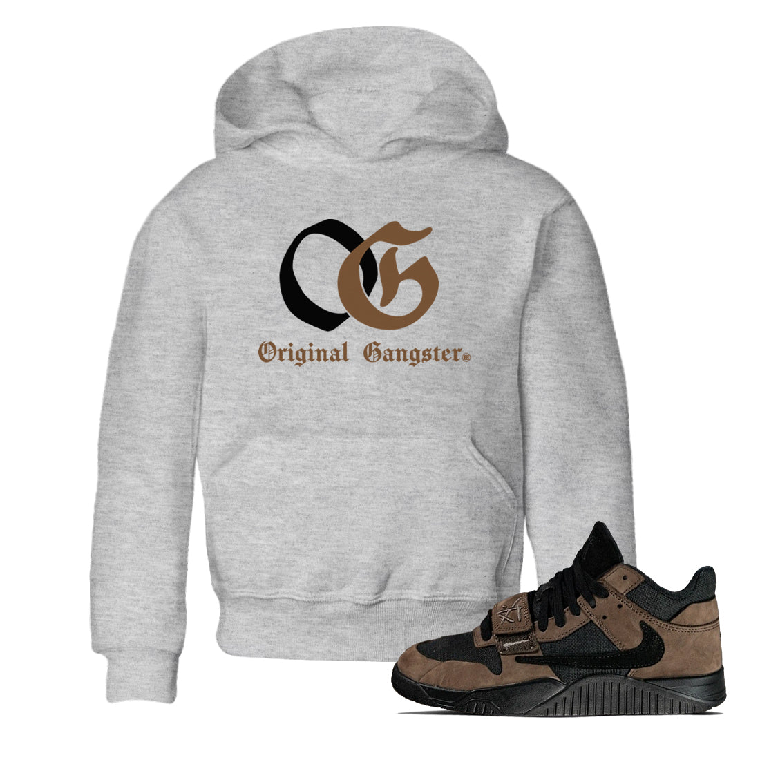 Jordan Jumpman Jack TR Travis Scott Dark Mocha shirts to match jordans OG Original Gangster sneaker match tees Jordan Jumpman Jack Travis Scott Dark Mocha match shoes to clothes SNRT Sneaker Tees Youth Baby Heather Grey 1 tee