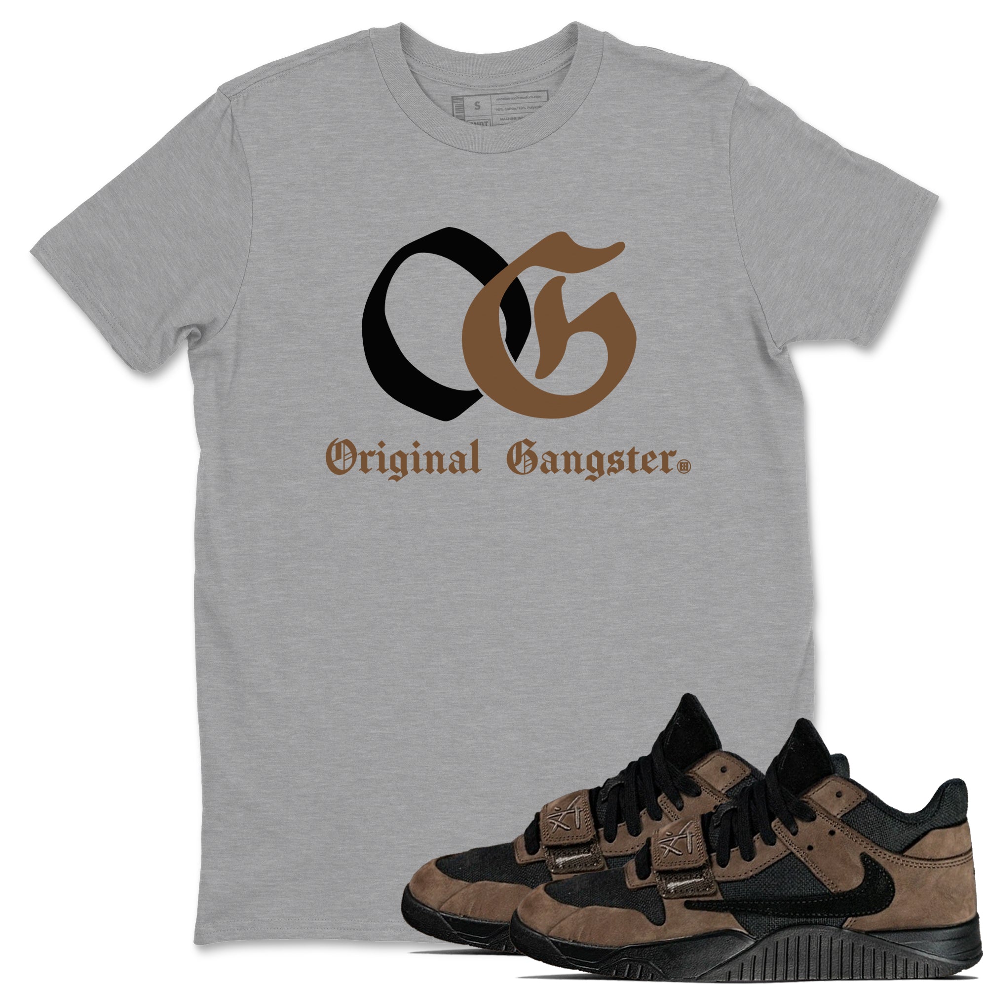 Jordan Jumpman Jack TR Travis Scott Dark Mocha shirts to match jordans OG Original Gangster sneaker match tees Jordan Jumpman Jack Travis Scott Dark Mocha match shoes to clothes SNRT Sneaker Tees unisex cotton Heather Grey 1 shirts