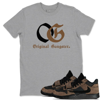 Jordan Jumpman Jack TR Travis Scott Dark Mocha shirts to match jordans OG Original Gangster sneaker match tees Jordan Jumpman Jack Travis Scott Dark Mocha match shoes to clothes SNRT Sneaker Tees unisex cotton Heather Grey 1 shirts