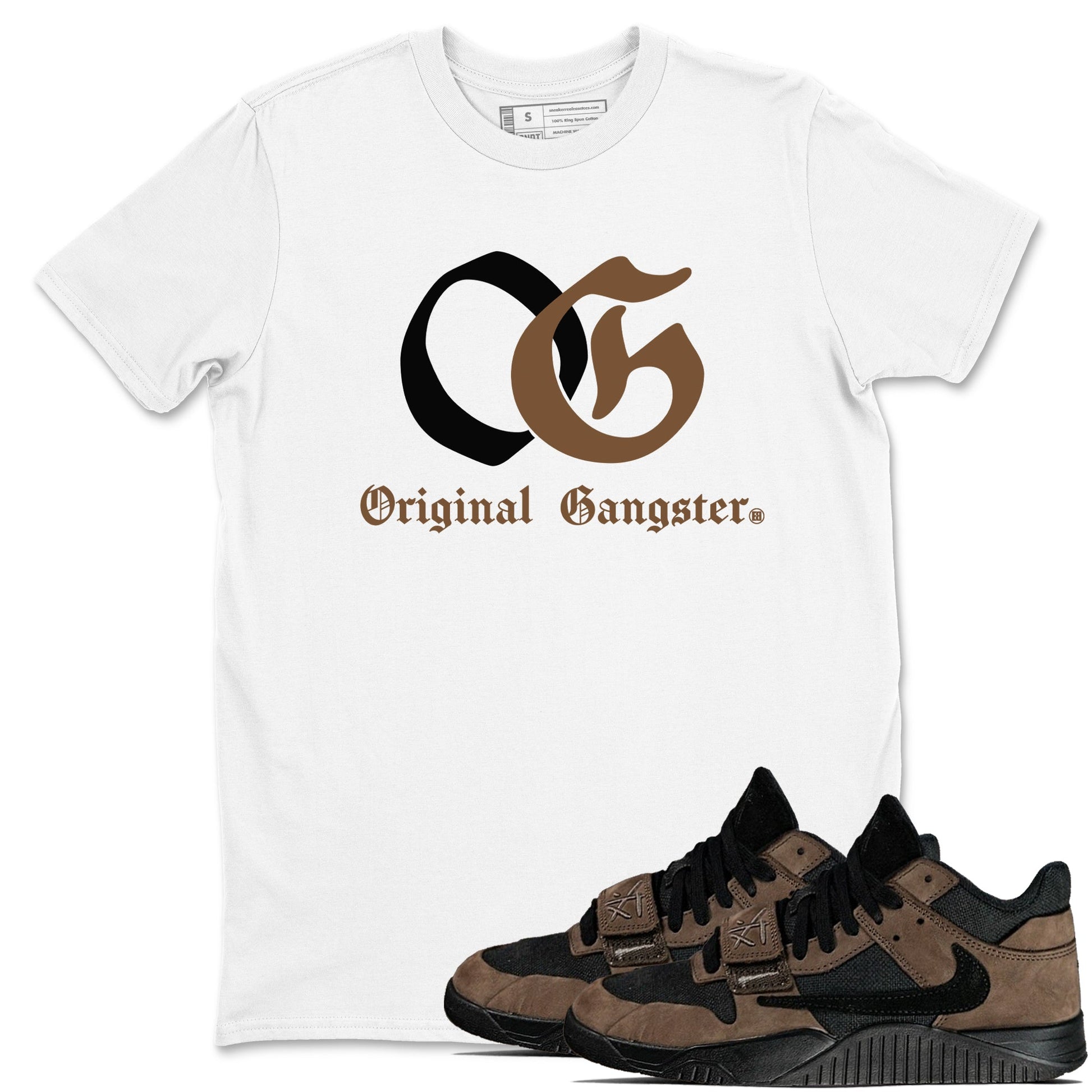 Jordan Jumpman Jack TR Travis Scott Dark Mocha shirts to match jordans OG Original Gangster sneaker match tees Jordan Jumpman Jack Travis Scott Dark Mocha match shoes to clothes SNRT Sneaker Tees unisex cotton White 1 shirts