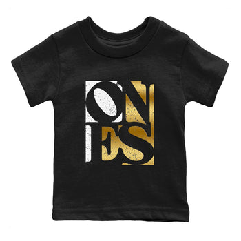 Air Jordan 1 High OG Black Metallic Gold shirts to match jordans Ones sneaker match tees Air Jordan 1 Retrp Black Metallic Gold Sneaker Shirts SNRT Sneaker Tees streetwear brand Baby and Youth Black 2 cotton tee