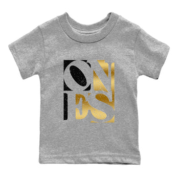 Air Jordan 1 High OG Black Metallic Gold shirts to match jordans Ones sneaker match tees Air Jordan 1 Retrp Black Metallic Gold Sneaker Shirts SNRT Sneaker Tees streetwear brand Baby and Youth Heather Grey 2 cotton tee