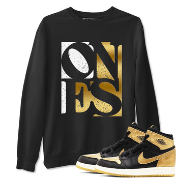 Air Jordan 1 High OG Black Metallic Gold shirts to match jordans Ones sneaker match tees Air Jordan 1 Retrp Black Metallic Gold Sneaker Shirts SNRT Sneaker Tees streetwear brand Black 1 unisex cotton tee