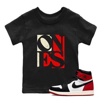 Air Jordan 1 High OG Black Toe Reimagined shirts to match jordans Ones sneaker match tees 1s Black Toe Reimagined Sneaker Shirts SNRT Sneaker Tees streetwear brand Baby and Youth Black 1 cotton tee