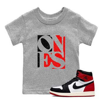 Air Jordan 1 High OG Black Toe Reimagined shirts to match jordans Ones sneaker match tees 1s Black Toe Reimagined Sneaker Shirts SNRT Sneaker Tees streetwear brand Baby and Youth Heather Grey 1 cotton tee