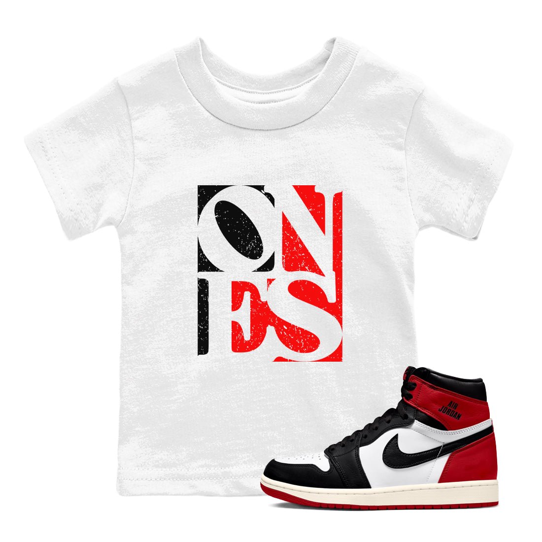 Air Jordan 1 High OG Black Toe Reimagined shirts to match jordans Ones sneaker match tees 1s Black Toe Reimagined Sneaker Shirts SNRT Sneaker Tees streetwear brand Baby and Youth White 1 cotton tee