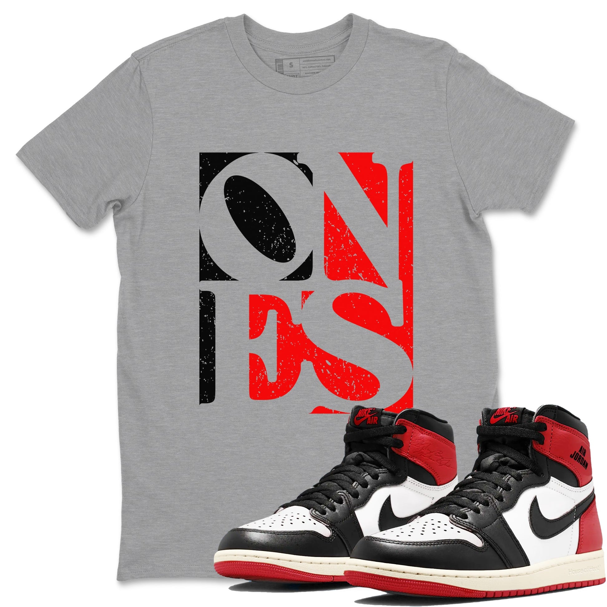 Air Jordan 1 High OG Black Toe Reimagined shirts to match jordans Ones sneaker match tees 1s Black Toe Reimagined Sneaker Shirts SNRT Sneaker Tees streetwear brand Heather Grey 1 unisex cotton tee