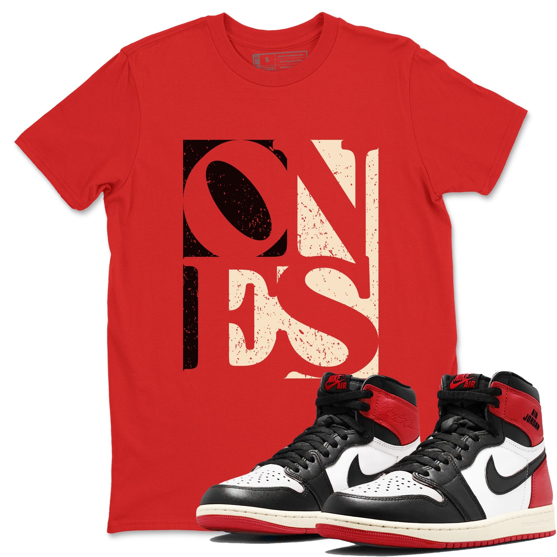 Air Jordan 1 High OG Black Toe Reimagined shirts to match jordans Ones sneaker match tees 1s Black Toe Reimagined Sneaker Shirts SNRT Sneaker Tees streetwear brand Red 1 unisex cotton tee