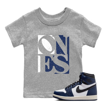 1s Midnight Navy shirts to match jordans Ones sneaker match tees Air Jordan 1 Midnight Navy match shoes to clothes SNRT Sneaker Tees Youth Baby Heather Grey 1 tee