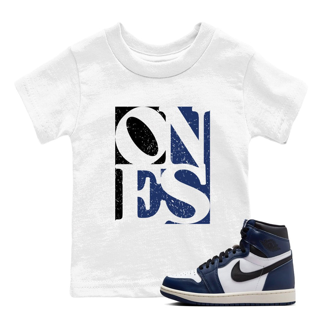 1s Midnight Navy shirts to match jordans Ones sneaker match tees Air Jordan 1 Midnight Navy match shoes to clothes SNRT Sneaker Tees Youth Baby White 1 tee