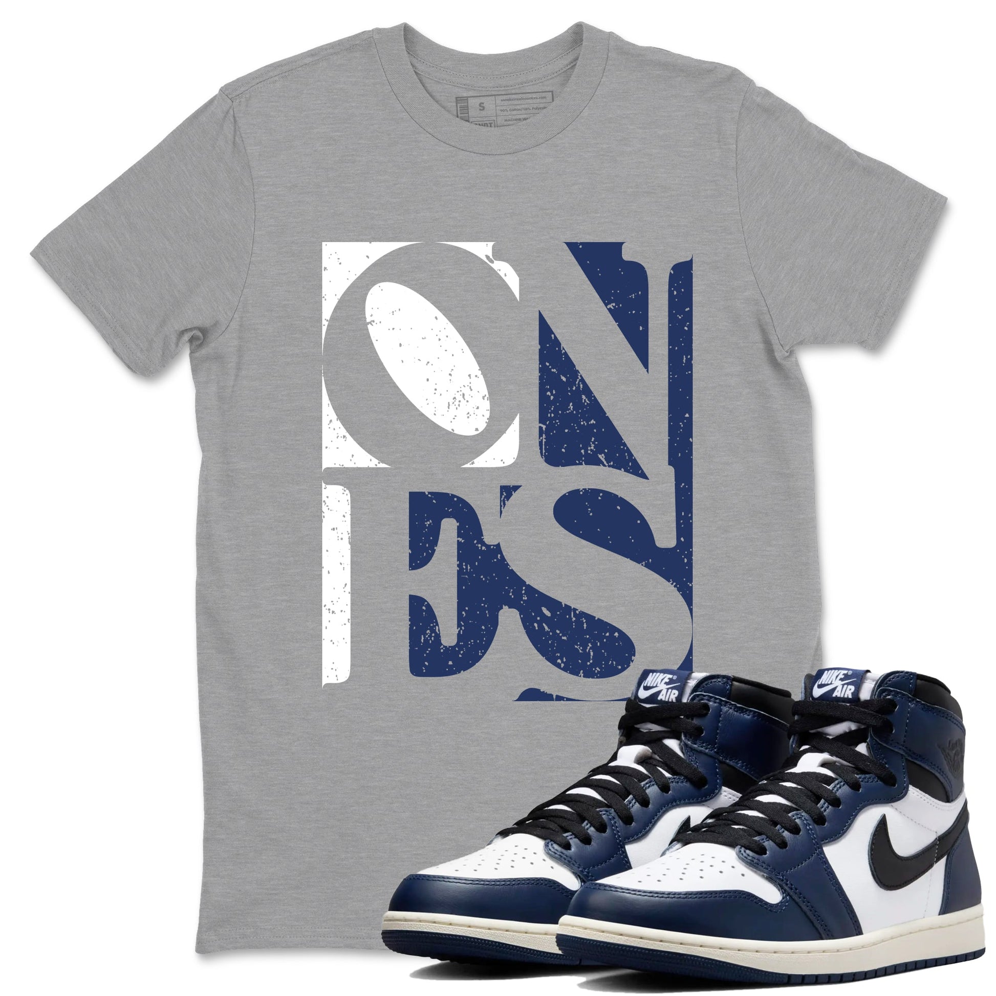 1s Midnight Navy shirts to match jordans Ones sneaker match tees Air Jordan 1 Midnight Navy match shoes to clothes SNRT Sneaker Tees unisex cotton Heather Grey 1 shirts