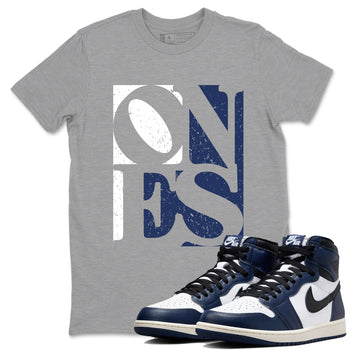 1s Midnight Navy shirts to match jordans Ones sneaker match tees Air Jordan 1 Midnight Navy match shoes to clothes SNRT Sneaker Tees unisex cotton Heather Grey 1 shirts