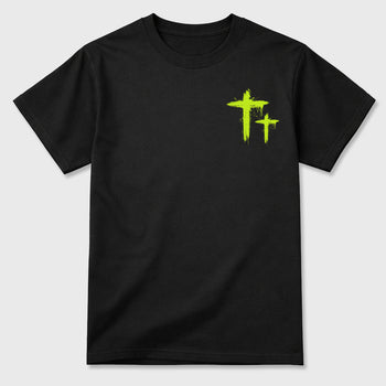 Only God Can Judge Me front and back graphic tee styled to complete your fit with the Foams Pro Black Volt, shown in Black.