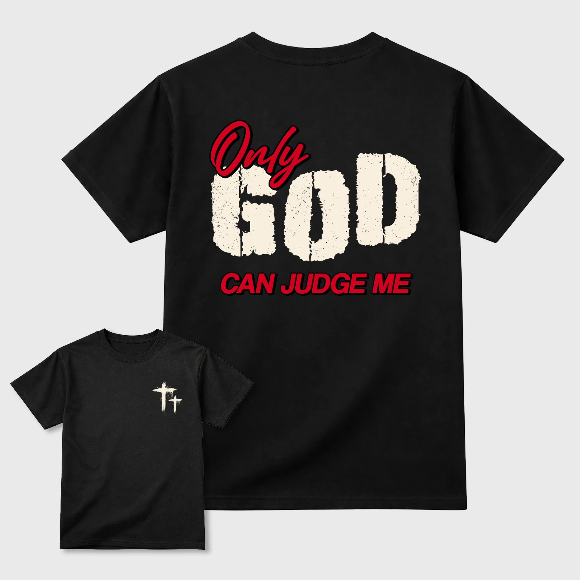 Only God Can Judge Megraphic t-shirt. Streetwear sneakerfit. Sneaker outfit. Complete your fit with the AJ1 Flight Club sneakers,, shown in Black.