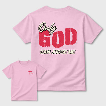 Only God Can Judge Me Graphic T-Shirt sneaker match tee designed for1s Travis Scott x Tropical Pink, featuring coordinated color options for a perfect streetwear match. Pink shirt.