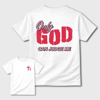 Only God Can Judge Me Graphic T-Shirt sneaker match tee designed for1s Travis Scott x Tropical Pink, featuring coordinated color options for a perfect streetwear match. White shirt.