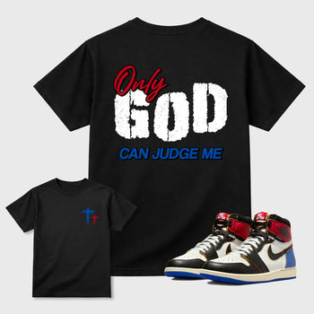 Only God Can Judge Me sneaker match t-shirt styled to complete your fit with the sneakers, shown in Black.