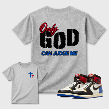 Only God Can Judge Me sneaker match t-shirt styled to complete your fit with the sneakers, shown in Heather Grey.