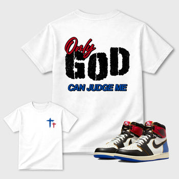 Only God Can Judge Me sneaker match t-shirt styled to complete your fit with the sneakers, shown in White.