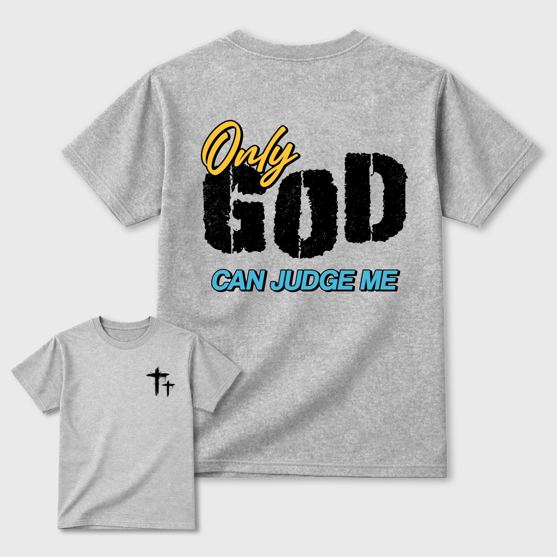Only God Can Judge Me sneaker match t-shirt styled to complete your fit with the 11s Gamma sneakers, shown in Heather Grey.