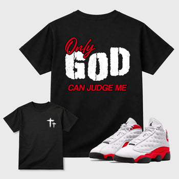 Only God Can Judge Me sneaker match t-shirt styled to complete your fit with the sneakers, shown in Black.
