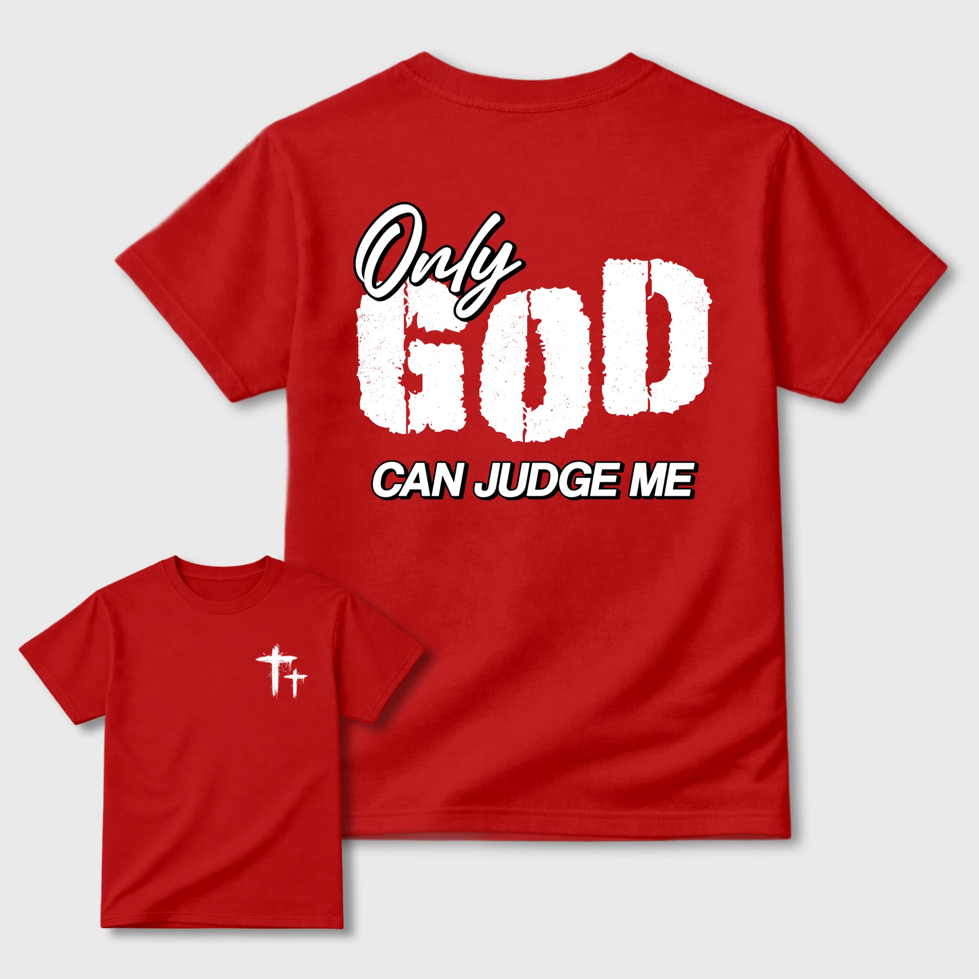 Only God Can Judge Me sneaker match t-shirt styled to complete your fit with the sneakers, shown in Red.