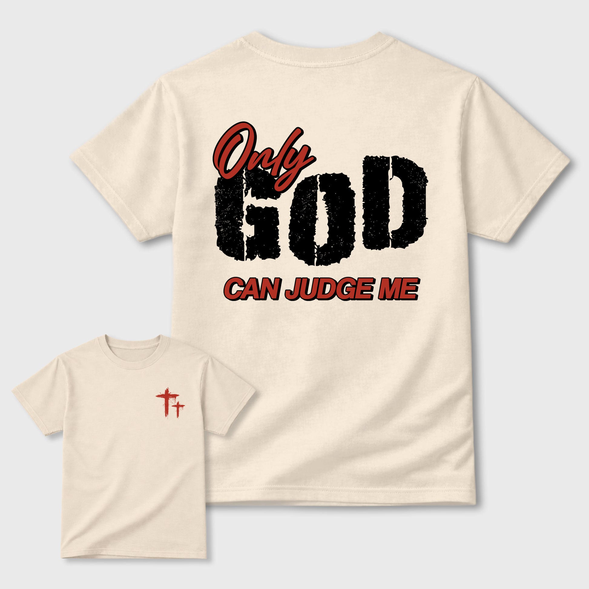 Only God Can Judge Me Graphic T-Shirt sneaker match tee designed for the sneakers, featuring coordinated color options for a perfect streetwear match. Natural shirt.