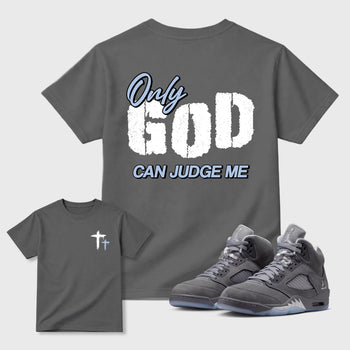 Only God Can Judge Me sneaker match t-shirt styled to complete your fit with the sneakers, shown in Cool Grey.