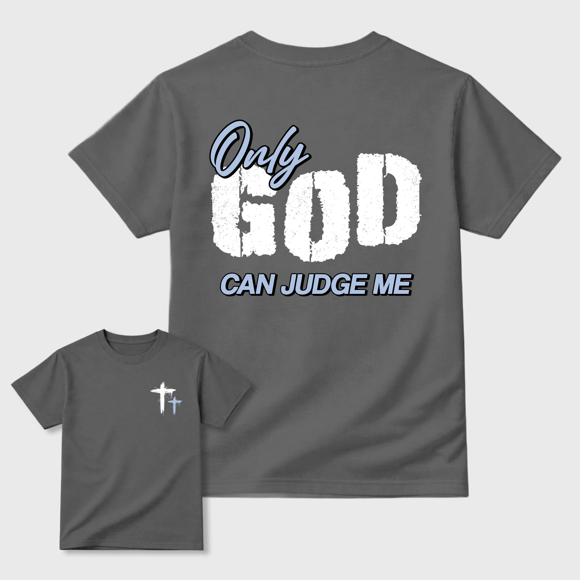 Only God Can Judge Me sneaker match t-shirt styled to complete your fit with the sneakers, shown in Cool Grey.