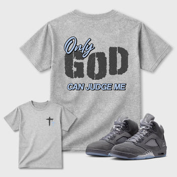 Only God Can Judge Me sneaker match t-shirt styled to complete your fit with the sneakers, shown in Heather Grey.