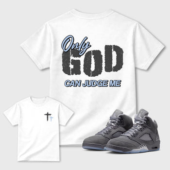Only God Can Judge Me sneaker match t-shirt styled to complete your fit with the sneakers, shown in White.