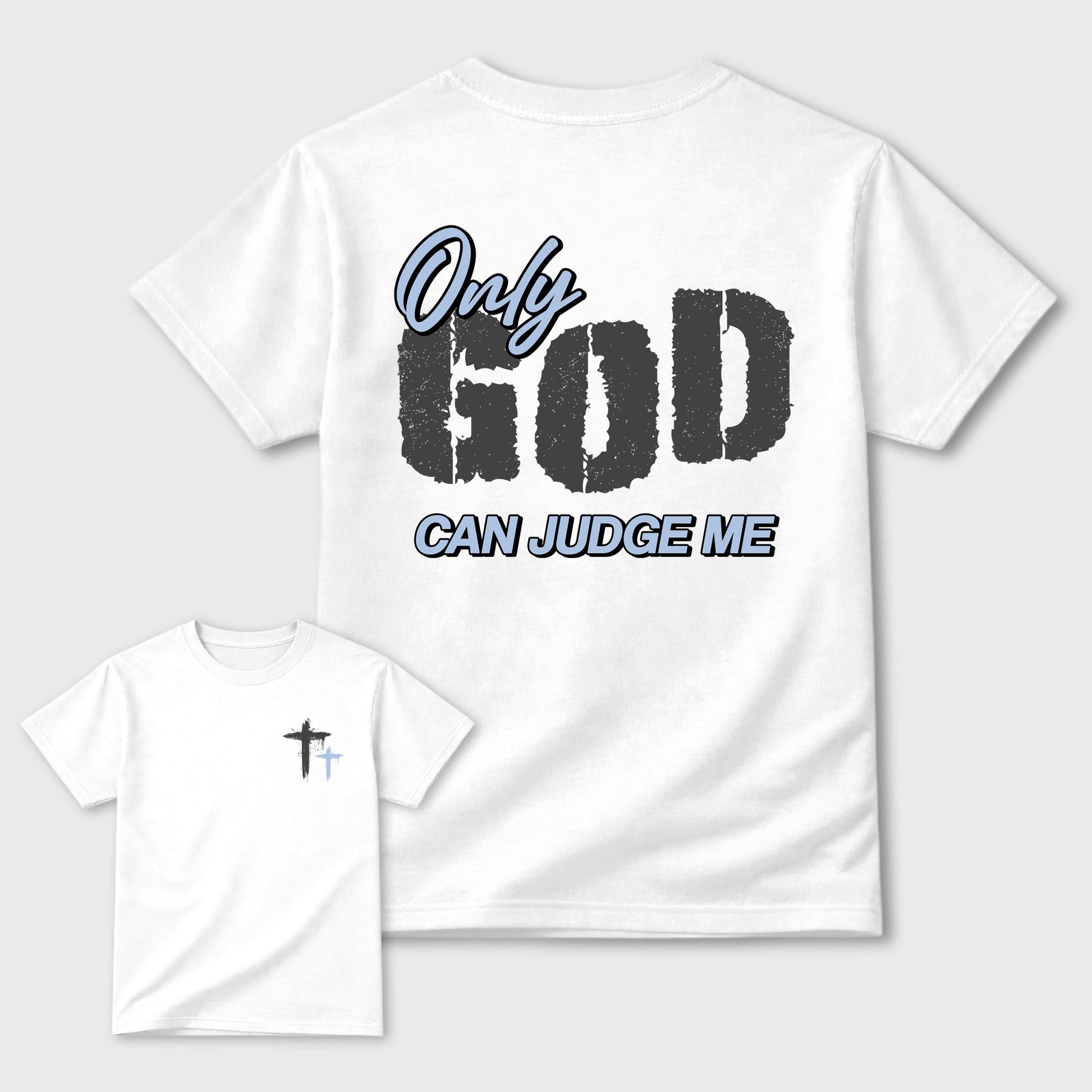 Only God Can Judge Me sneaker match t-shirt styled to complete your fit with the sneakers, shown in White.