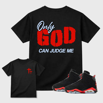Only God Can Judge Me sneaker match t-shirt styled to complete your fit with the sneakers, shown in Black.