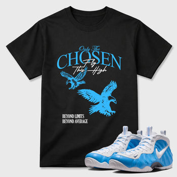 Best Sneakerfit Graphic Tee. Graphic Outfits. Sneaker Tees To Match Air Foamposite One University Blue Sneakers – Only The Chosen Fly This High Tee Black 1