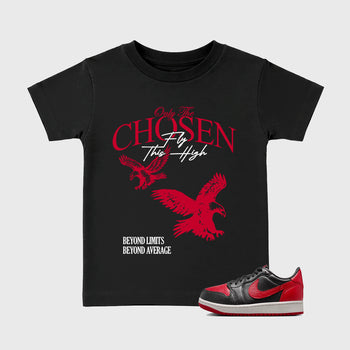 Sneaker match tees – Sneaker Tees To Match Air Jordan 1 Banned Shoes – Only The Chosen Fly This High Kids T-Shirt Black 1