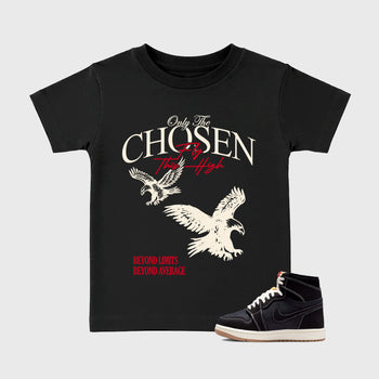 Sneaker match tees – Sneaker Tees To Match Air Jordan 1 Flight Club Shoes – Only The Chosen Fly This High Kids T-Shirt Black 1