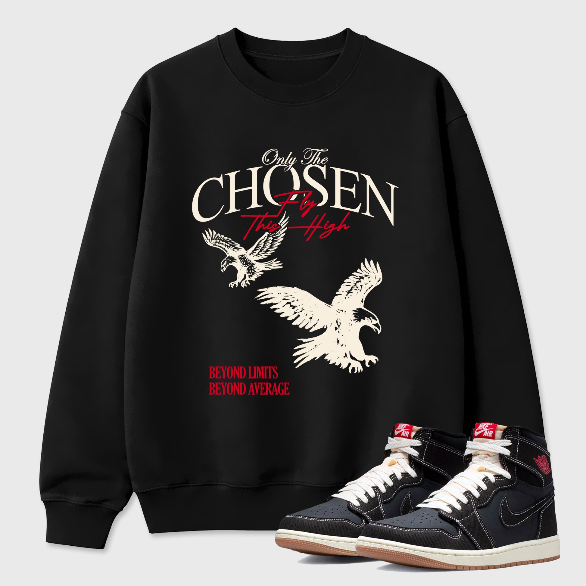 Sneaker match tees – Sneaker Tees To Match Air Jordan 1 Flight Club Shoes – Only The Chosen Fly This High Tee Black 1