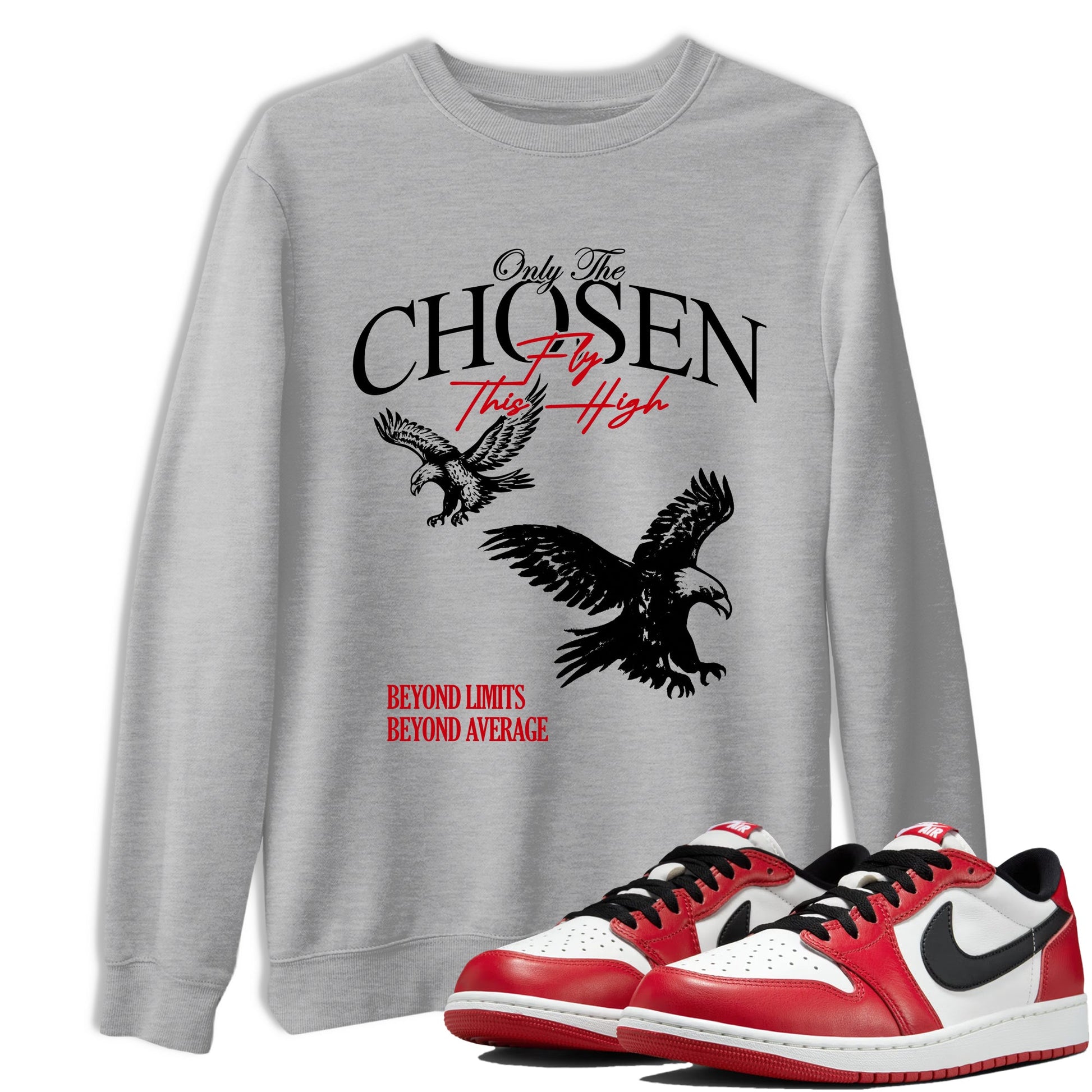 Best Sneakerfit graphic tee – Sneaker Tees To Match Air Jordan 1 Low Chicago Sneakers – Only The Chosen Fly This High Tee Heather Grey 1