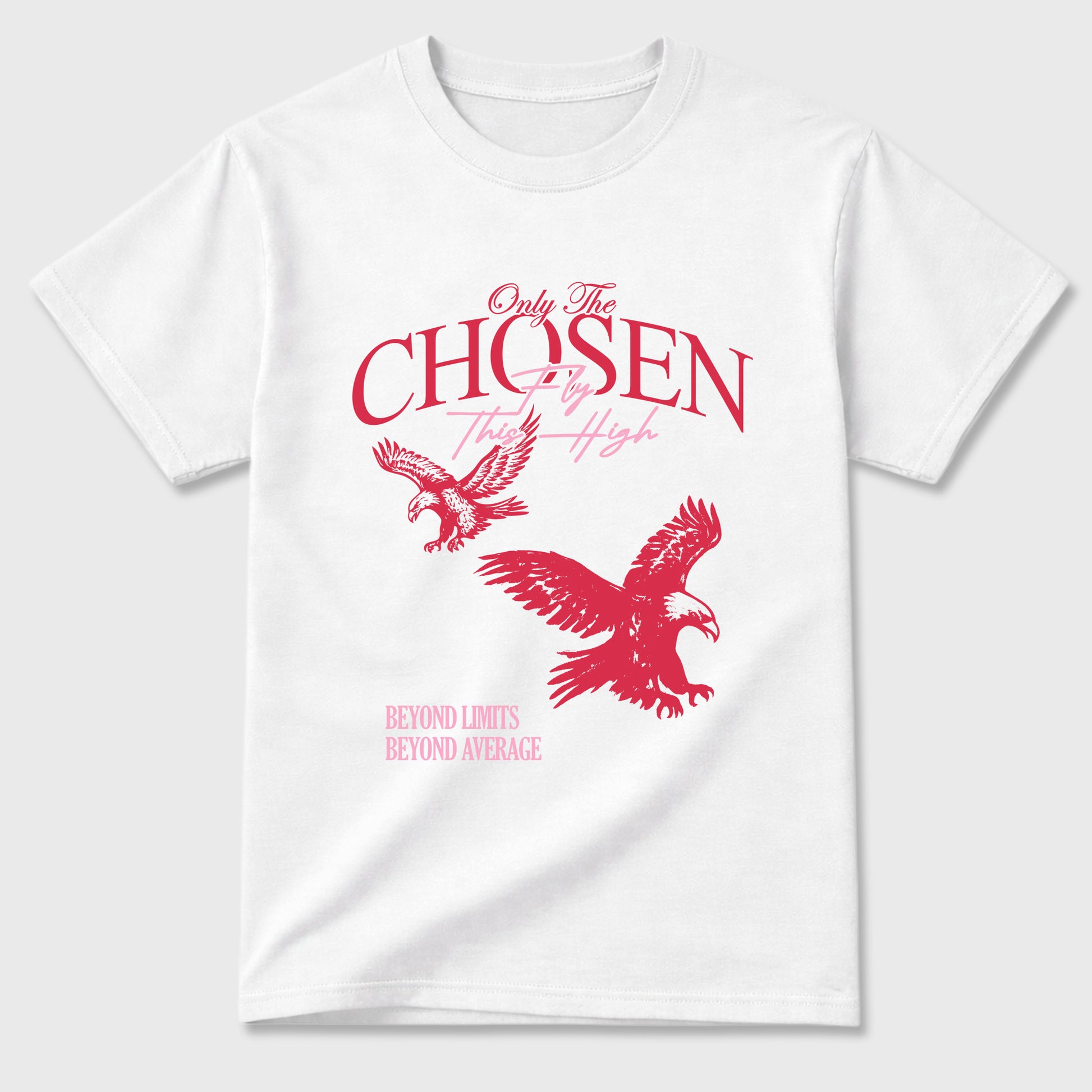 Only The Chosen Fly This High Graphic T-Shirt sneaker match tee designed for the Air Jordan 1 Travis Scott Tropical Pink, featuring coordinated color options for a perfect streetwear match. White 2 shirt.