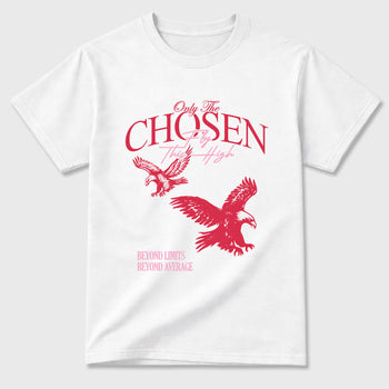 Only The Chosen Fly This High Graphic T-Shirt sneaker match tee designed for the Air Jordan 1 Travis Scott Tropical Pink, featuring coordinated color options for a perfect streetwear match. White 2 shirt.