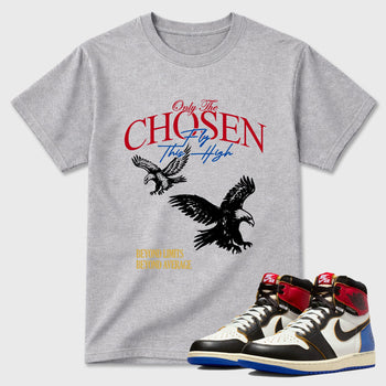 Sneaker match tees – Sneaker Tees To Match Air Jordan 1 Union x Fragment Shoes – Only The Chosen Fly This High Tee Heather Grey 1