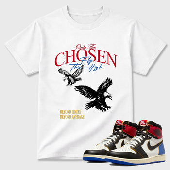 Sneaker match tees – Sneaker Tees To Match Air Jordan 1 Union x Fragment Shoes – Only The Chosen Fly This High Tee White 1