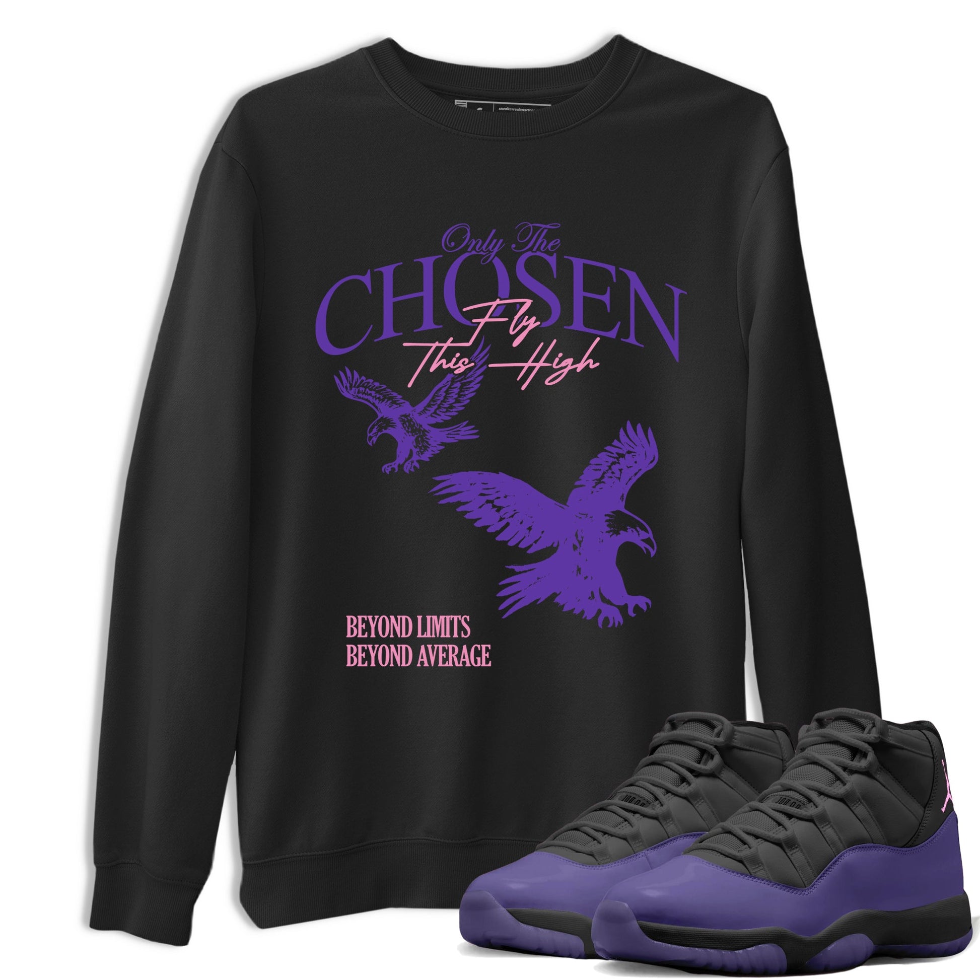 Sneaker match tees – Sneaker Tees To Match Air Jordan 11 Canyon Purple Shoes – Only The Chosen Fly This High Tee Black 1