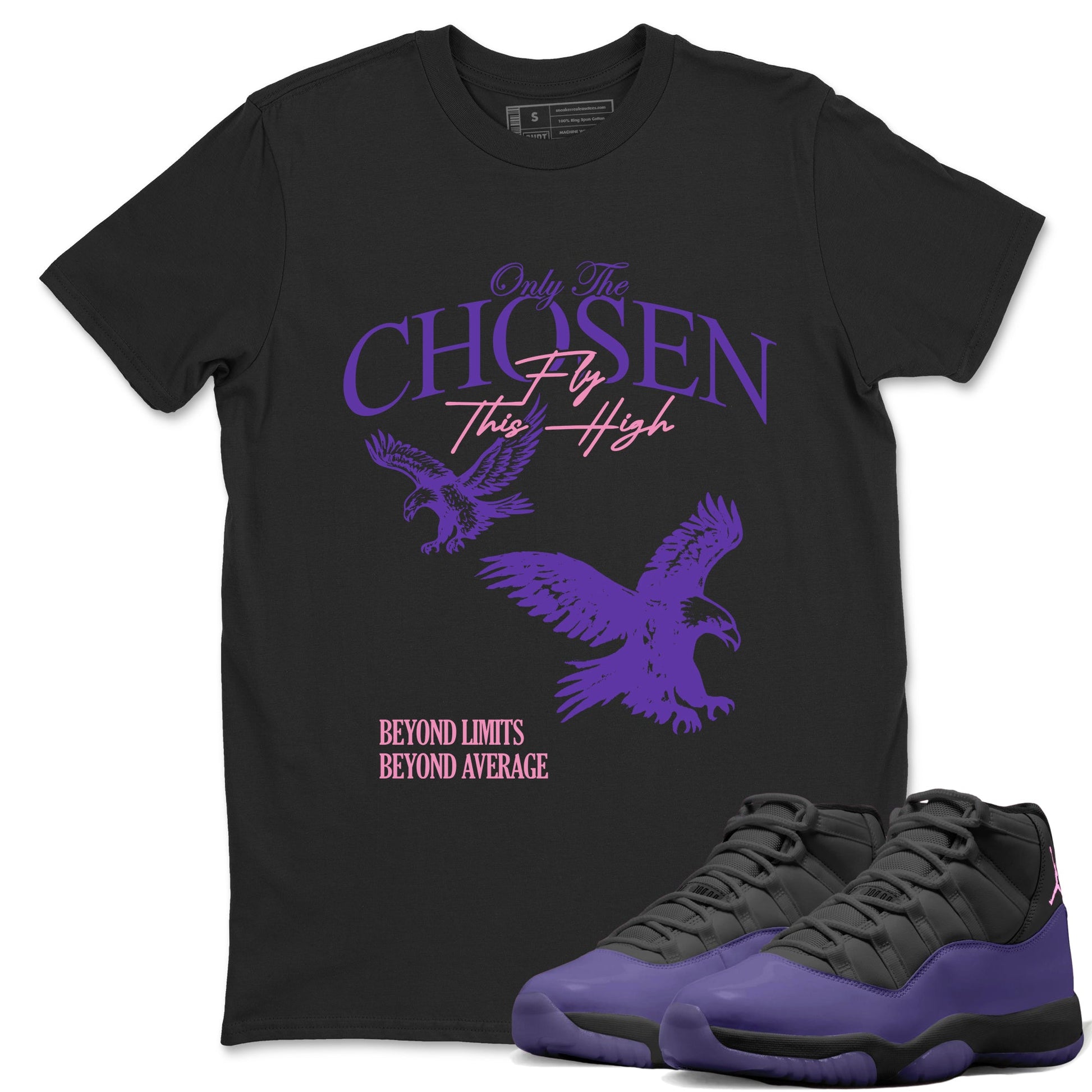 Sneaker match tees – Sneaker Tees To Match Air Jordan 11 Canyon Purple Shoes – Only The Chosen Fly This High Tee Black 1