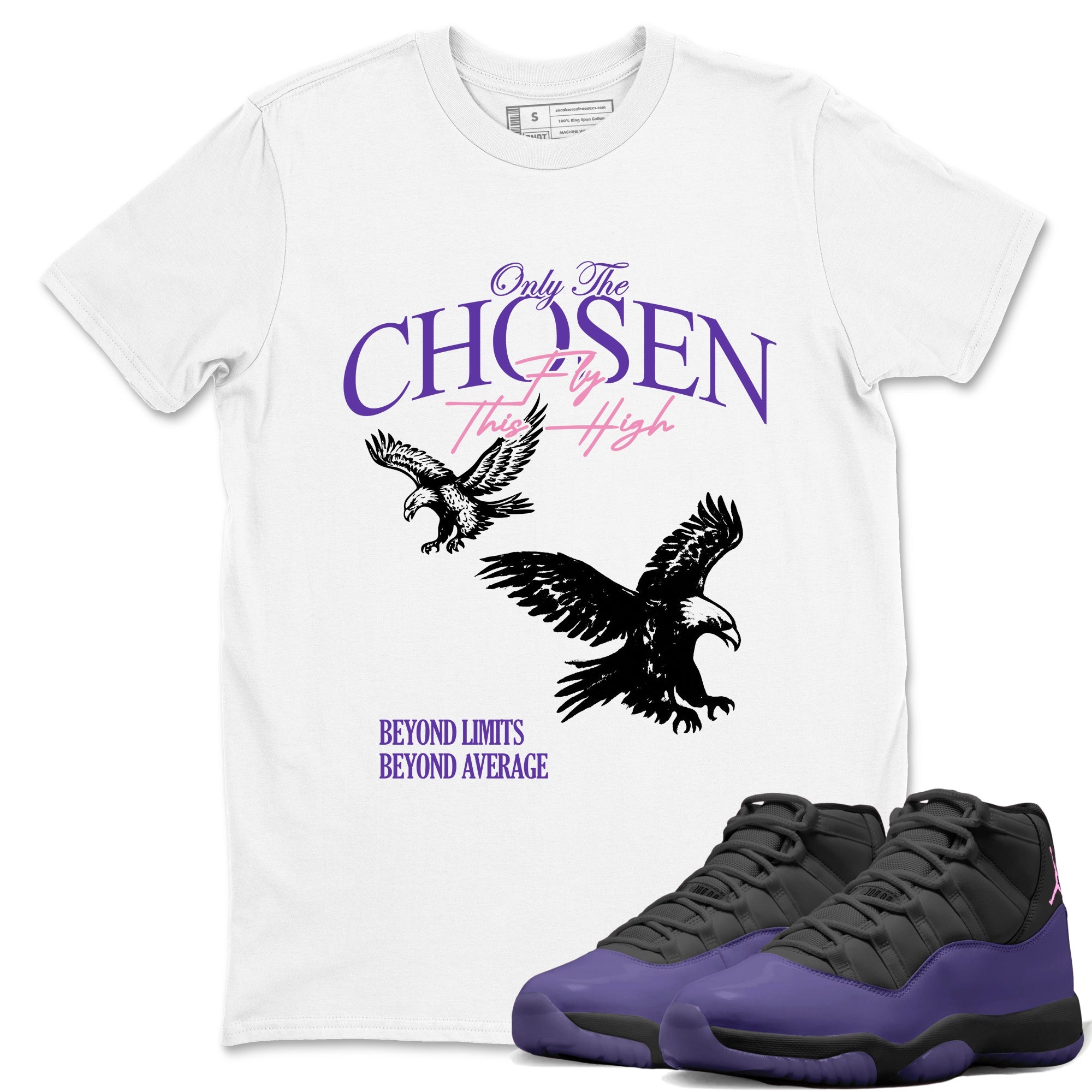 Sneaker match tees – Sneaker Tees To Match Air Jordan 11 Canyon Purple Shoes – Only The Chosen Fly This High Tee White 1