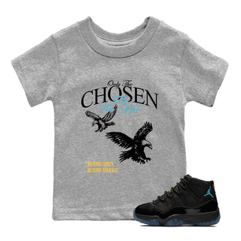 Best Sneakerfit graphic tee – Sneaker Tees To Match Air Jordan 11 Gamma Sneakers – Only The Chosen Fly This High Kids T-Shirt Heather Grey 1