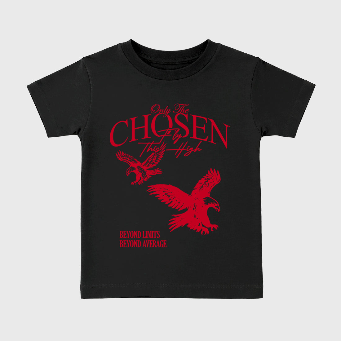 Only The Chosen Fly This High affordable baby and kids t-shirt designed to match the Air Jordan 12 Bloodline, featuring coordinated Black 2 options for the perfect little sneakerhead streetwear look.