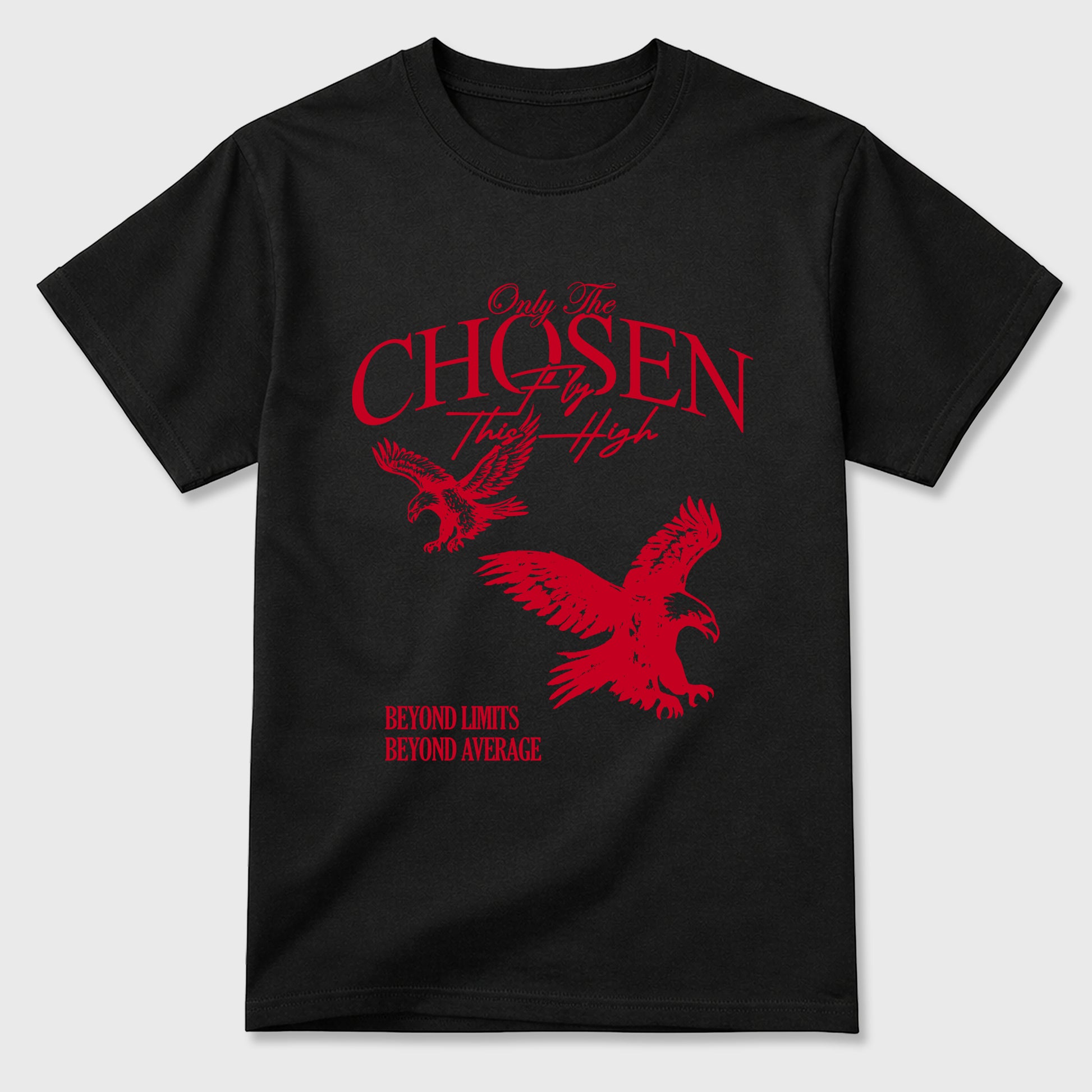 Only The Chosen Fly This High Graphic T-Shirt sneaker match tee designed for the Air Jordan 12 Bloodline, featuring coordinated color options for a perfect streetwear match. Black 2 shirt.